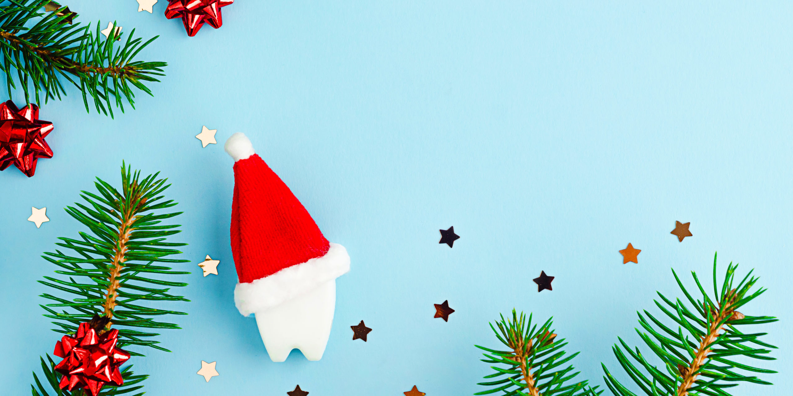 Medical,Dental,Christmas,On,Blue,Background,With,Fir,Branches,,Creative